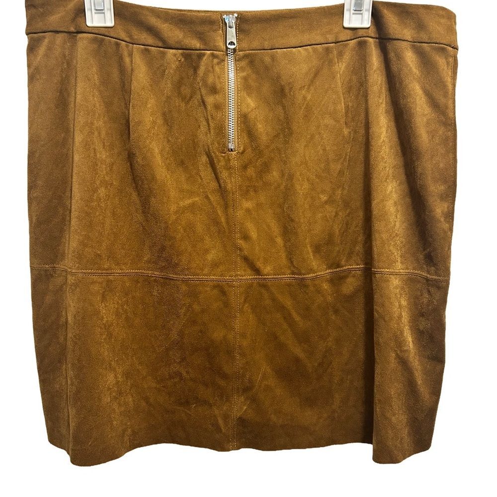 Western Brown Faux Suede Mini Skirt Size 14 - Picture 2 of 6
